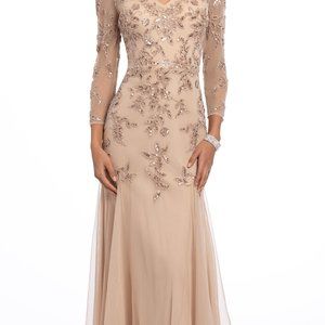 Camille Mesh Embellished trumpet Long  dress size 14